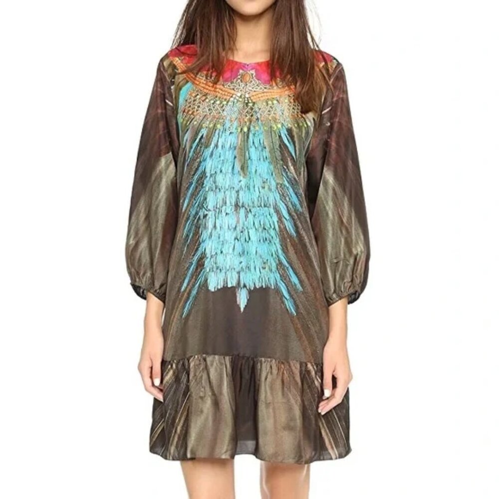 Figue Edie Printed Silk Satin Mini Dress Size XS